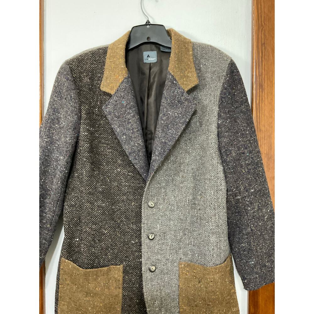 Liz Wear VTG 90s Blazer Colorblock Patchwork Wool Blend Women’s Sz 12 Large - Picture 5 of 8